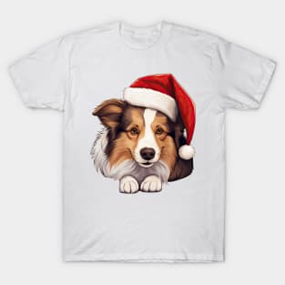 Christmas Peeking Shetland Sheepdog T-Shirt